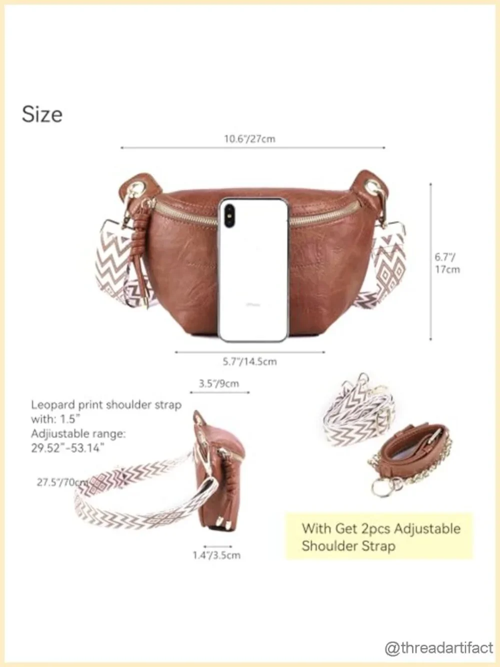 Fanny Packs Waist Bag with 2 Adjustable Strap, Faux Leather Crossbody Chest
